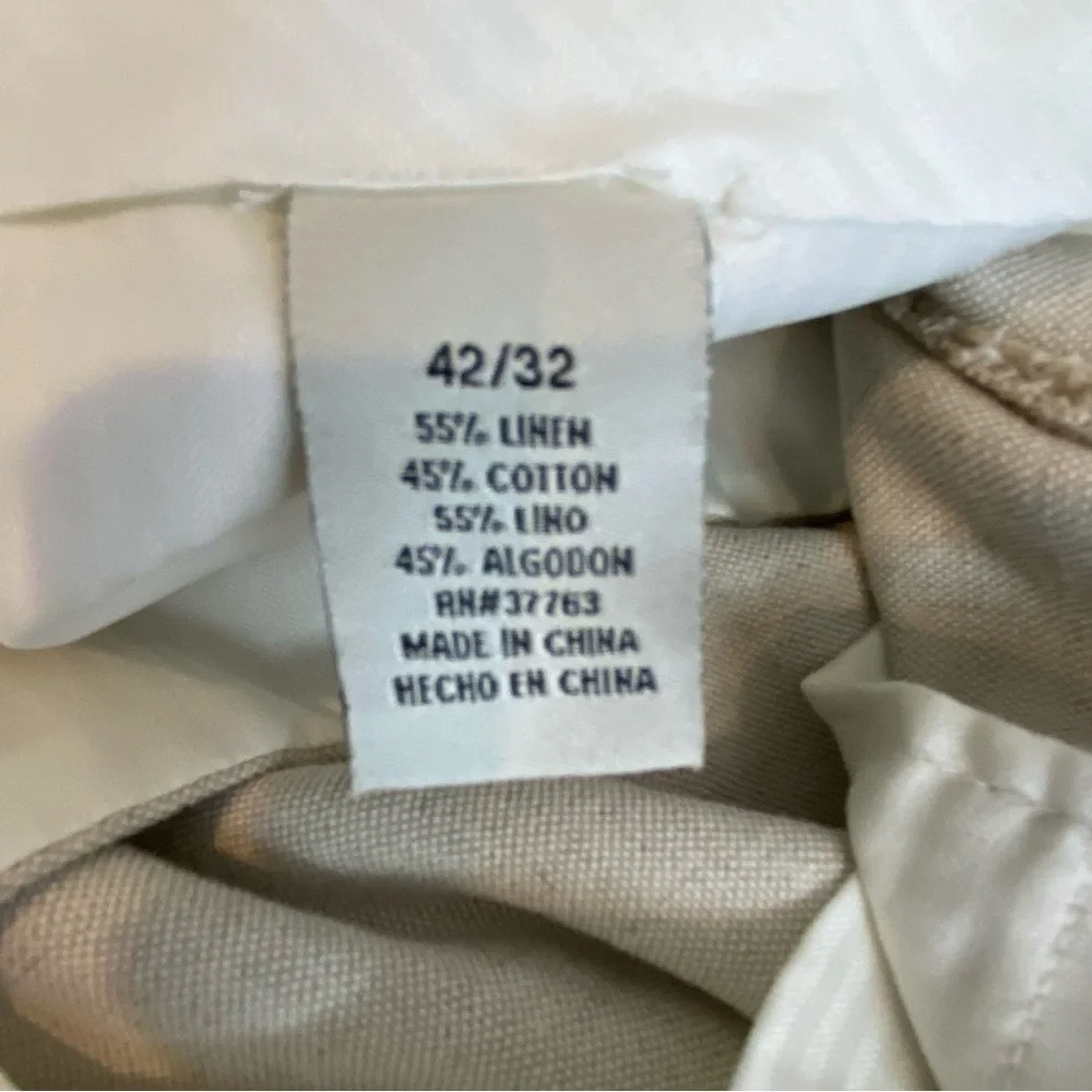 Havana Shirt Co. men's size 42/32 Linen Blend Cream Trouser Pant Vacation Cruise